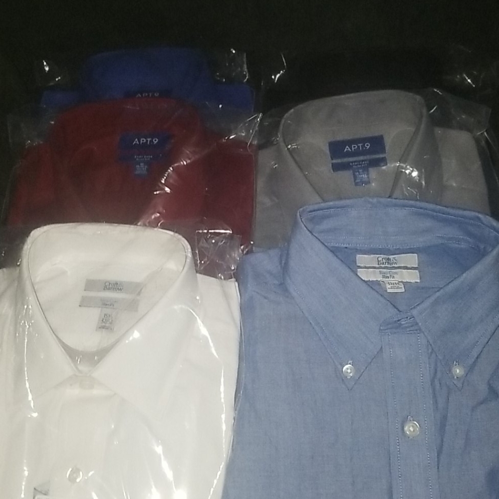 6 Men's dress shirts size 15 and 15 1/2 32/33 slim
